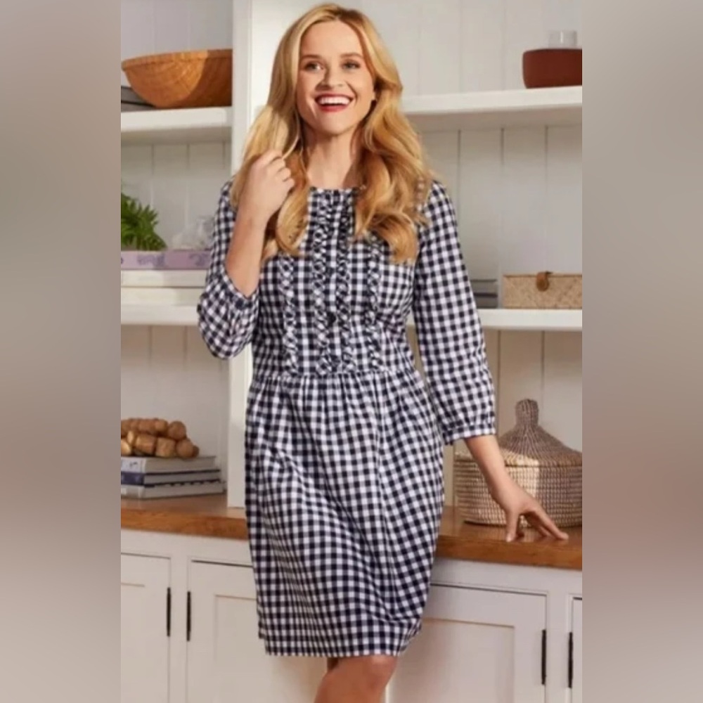 Draper James Navy and White Checkered Dress - Picture 2 of 7